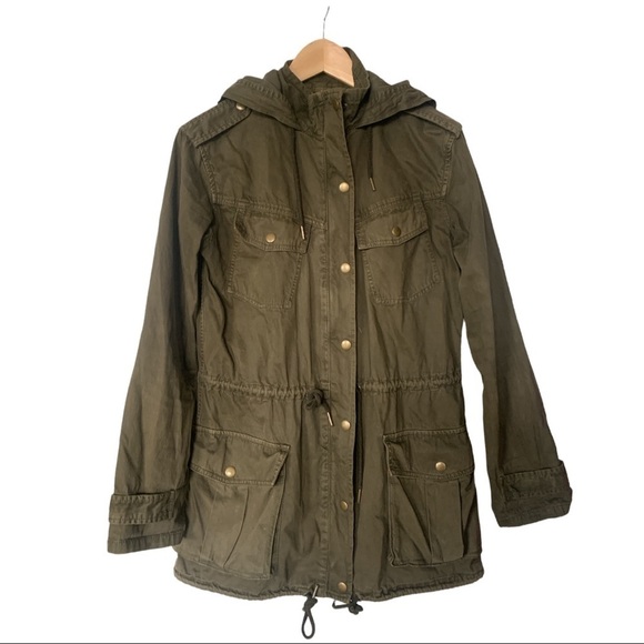 ARITZIA Talula Green Button Up Hooded Utility Jacket - Picture 6 of 10